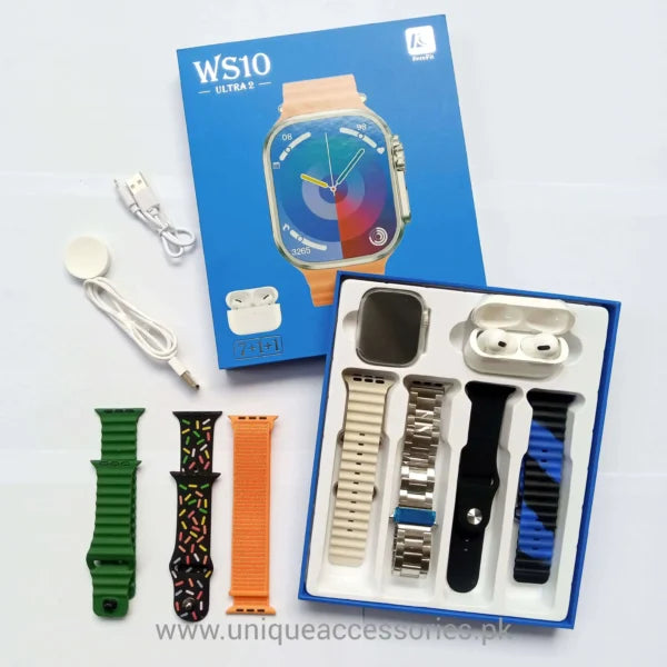 →WS10 Ultra 2 Smart Watch with Airpods & 7 Straps