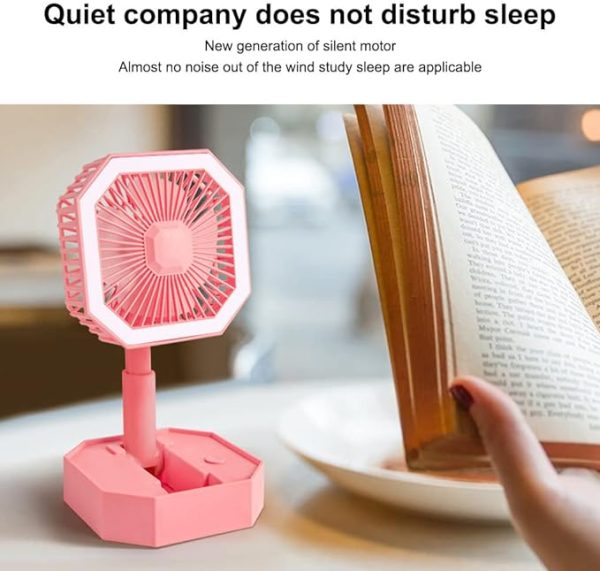 Portable Folding Fan, Desktop Fan Retractable Adjustable Table Cooling Plastic Fan